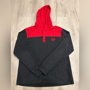 True Religion Black and Red Henley shirt Hoodie